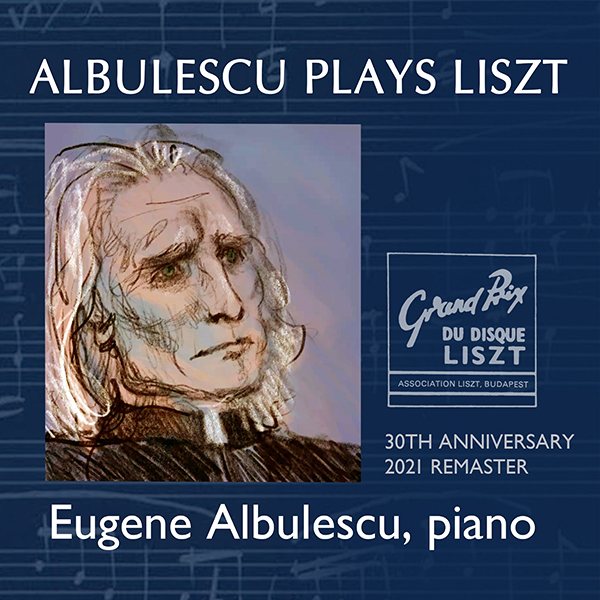 Cover Art. New painting of Liszt on blue background Albulescu Plays Liszt
